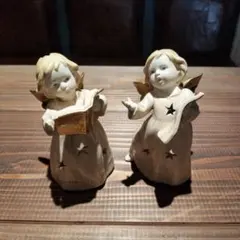 天使の置物 2体セット 星の透かし彫りのサムネイル