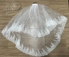 ウェディング小物まとめセット(くし付き刺繍のベール・ティアラ・ネックレス)