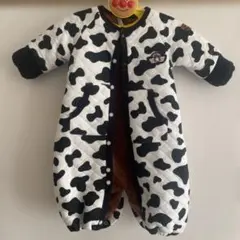 牛柄ロンパース フリース裏地 半袖