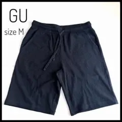 GU メンズ ショートパンツ ブラック M リブ 黒 部屋着 ルームウェア 旅行のサムネイル