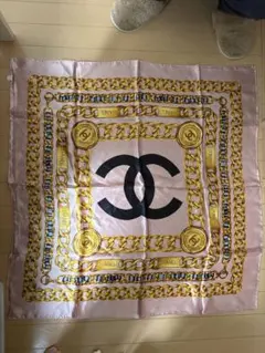 シャネル CHANEL 大判スカーフ ココマーク チェーン シルク