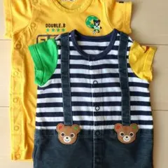 ミキハウス、DOUBLE.B　70ロンパース2枚組