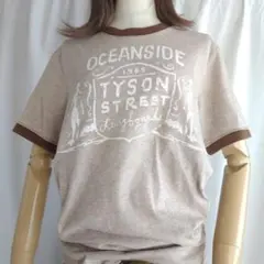 ホリスター Hollister 半袖 リンガーTシャツ Mサイズ 茶(ブラウン)