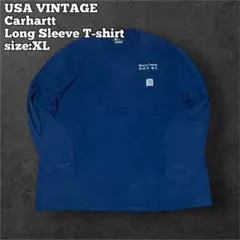 USA古着 Carharttカーハート ロングスリーブシャツ 企業系ネイビーXL