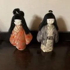 木目込人形 2体セット 赤と紫の着物