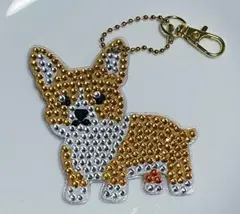 コーギー犬 ビーズ装飾 ハンドメイド ラインストーン キーホルダー ストラップ