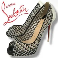 【美品】クリスチャン ルブタン メッシュ レザー パンプス　サイズ36