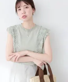 canamiレース×ニットコンビノースリTOPS ナチュラルクチュール トップスのサムネイル