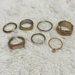 【3/25まで】ゴールド リング 7点セット 指輪 まとめ売り アクセサリー