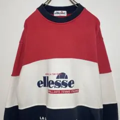 ellesse エレッセ　スウェット　サイズM トレーナー　デカロゴ　切替　古着