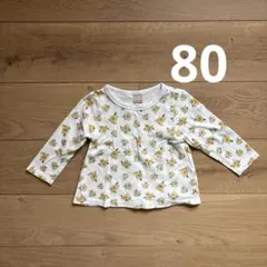 petit main 花柄 長袖Tシャツ 80