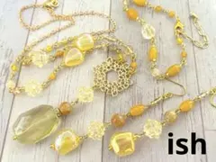 【C082】ish AAAA27mmビアクォーツ・シトリン・金ルチルネックレス