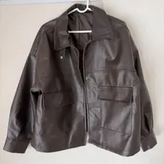 【美品】レザージャケット　ライダース　ブラウン