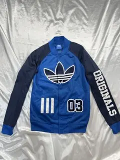 ★ビッグロゴ!アディダスフルデコスタジャンMブルーxネイビー★ adidas アディダスオリジナルス NIGOベア スタジャン ブルゾン M 楽天