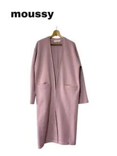 ♡可愛い♡moussy ピンク ノーカラー　カット　カーディガン