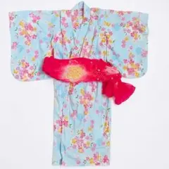 ミキハウス　浴衣　120 絞り帯揚げ ピンク　黄色のグラデーション セットのサムネイル