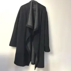 ネイビー フリース ロングカーディガン 毛62％