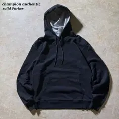 champion authenticソリッドパーカー古着ブラック短丈M美品当時物