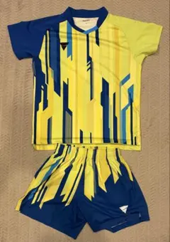 VICTAS卓球ウェア イエロー/ブルー ストライプ　Mサイズ　セットアップ