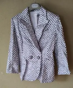 Christian Dior　ドット柄　テーラードジャケット　13　白地　長袖