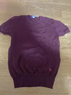 Burberry Blue Label 半袖ニット M バーガンディ