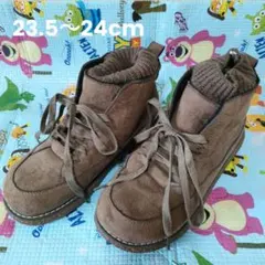 ブーツ スニーカー ブラウン スエード ハイカットブーツ　サイドゴア ボア