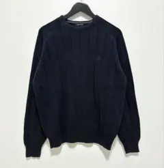 NAUTICAリブ編み コットンニット L セーター ネイビー ワンポイント刺繍のサムネイル