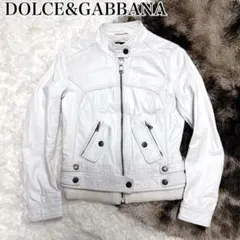D&G ホワイト シングルライダース レザージャケット 革ジャン 40