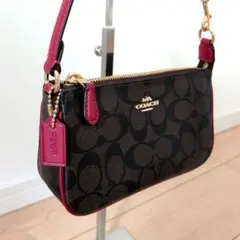 極美品 COACH コーチ ショルダーバッグ ミニバッグハンドバッグ 黒/赤