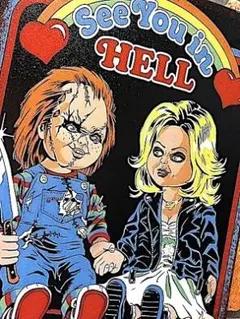 チャッキー ポスターアート Bride of Chucky 額縁 キラキラ 大判 チャッキー ポスターアート Bride of Chucky 額縁 キラキラ 大判