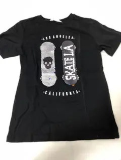H&M リバーシブル　スパンコール　スケートボードデザイン Tシャツ 黒　キッズ