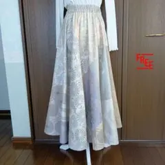 着物リメイク＊本場白大島紬パッチワークサーキュラー(半月)フレア