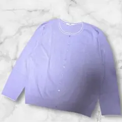 大きいサイズ◆23区　コットンブレンドクルーネックカーディガン　パープル