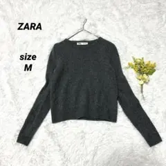 ザラ 長袖ニット ウール100% セーター グレー 無地 レディース シンプル