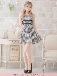 千鳥柄　ベアトップ　キャバ　フレアドレス　美品　tika 完売　3L