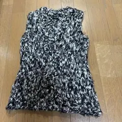 ノースリーブニット M 白黒混合