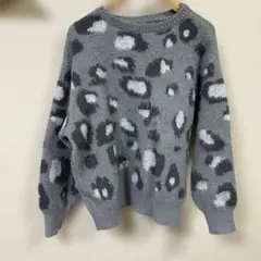 値下げ美品 フラッシュブルーKAORUコラボ レオパード柄ニット オーバーサイズ