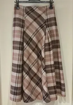 SNIDEL（スナイデル）ロービングチェックロングスカート ピンク