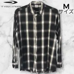 TIGORA ティゴラ チェック柄 ポケット付き 長袖シャツ Mサイズ
