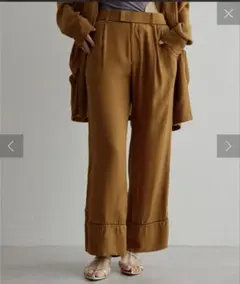 conte サテンカーゴパンツ ベージュ M ワイド ウエストゴム 美品