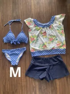 レディース 水着 4点セット M 花柄 ドット柄のサムネイル