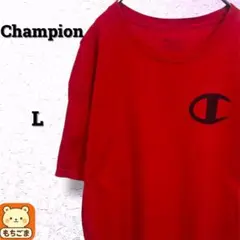Champion 胸ロゴ 袖ロゴ 半袖Tシャツ 赤 L US古着のサムネイル