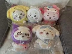 サンリオちいかわコラボぬいぐるみコンプリートセット。非売品ミニ巾着付き。