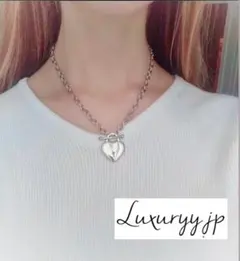 ハートネックレス 2way トレンドじゃらじゃら サージカルステンレス 金属アレ