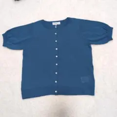 半袖ニットカーディガン M 青