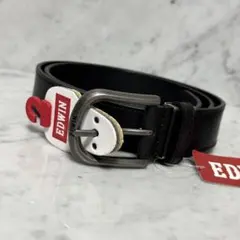 新品 未使用 EDWIN エドウィン ブラックレザーベルト 本革 シンプル 黒