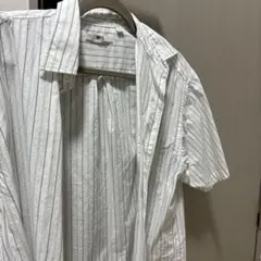 【UNIQLO C】 ブロードオーバーサイズシャツ / ストライプ ホワイト S