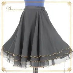 【美品 日本製社交ダンス衣装】スカート レッスンウェア 練習着 黒 ブラック