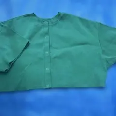 グリーン 半袖カーディガン Mサイズ