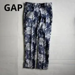 【ギャップ】花柄デニムパンツ　スキニー　オシャレ　青　ブルー　カジュアル（0）
